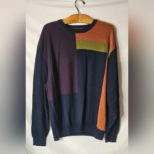 ​Linea Uomo Vintage 90s Colorblock Sweater Mens XXL Wool Blend Abstract Mod